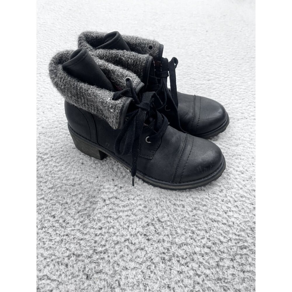 Women's Roxy Pepper Black Combat Fold Over Cuff Block Heel Boot Size 7.5 - Picture 4 of 10